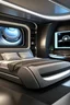 Placeholder: futuristic kings bed in a room with tv