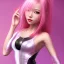 Placeholder:  Asian woman, leaning pose, latex suit, pink hair, highly detailed, rabbit mask,