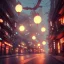 Placeholder: a huge bug in a low-light japanese city street with laterns, realistic, steampunk, 3d-art, futuristic, minimal design, unreal engine, ray-tracing