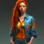 Placeholder: pretty girl, aged 21, ginger, conventionally attractive, colourful clothes, realism, jeans