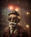 Placeholder: steampunk, cabaret scene. old man. little monkey, Sunglasses, rain, smoking, happy, hot. A lot of people background, highly detailed, concept art, unreal engine 5, god rays, ray tracing, RTX, lumen lighting, ultra detail, volumetric lighting, 3d, finely drawn, high definition, high resolution.