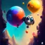 Placeholder: Wall-E, digital art, anime, 4k, full details, high resolution, colorful, alone,space balloons, cinematic