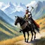 Placeholder: Don Quixote, clad in his worn armor, embarks on a journey towards the majestic Alps. As they traverse the rugged terrain, Don Quixote brandishes his tourney lance with a sense of noble purpose, ready to conquer imaginary giants and vanquish unseen foes.