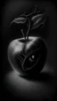 Placeholder: pencil drawing of poison apple. Spooky, scary, halloween, realistic, black paper