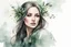 Placeholder: portrait of a woman, watercolor drawing of a dark green gothic bouquet of medicinal herbs and branches with leaves on a white background, Trending on Artstation, {creative commons}, fanart, AIart, {Woolitize}, Charlie Bowater, Illustration, Color Grading, Filmic, Nikon D750, Brenizer Method, Side View, Perspective, Depth of Field, Field of View, F/2.8, Highlights, Tonal Colors, 8K, Full-HD, ProPhoto RGB, Perfectionism, Edge Lighting, Natural Lighting, Soft Lighting, Accent Lighting, Diffraction