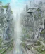 Placeholder: a highly detailed pencil and colour marker digital drawing of beautiful organic futuristic city in harmony with nature, full screen, fine details and contours, intricate, small minutiae, tiny features, particulars, sharp photo lens, acute outlines, digitally enhanced, least ambient occlusion, sidewalk view from the pedestrian perspective, wide angle camera, volumetric lighting, volumetric clouds, uhd, 8k, vitality colors, for book cover, enscape render, by antoni gaudí