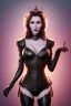 Placeholder: Brandi Love as evil queen in black leather, leather, busty, cleavage, angry, stern look. character design by cory loftis, fenghua zhong, ryohei hase, ismail inceoglu and ruan jia. unreal engine 5, artistic lighting, highly detailed, photorealistic, fantasy