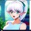 Placeholder: Clear focus, 8k, Elf, 80s style, White hair, ponytail, hair in between the eyes, up close,