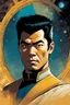 Placeholder: create a young Star Trek insignia Sulu, Ill met in lankhmar in the comic book art style of Mike Mignola, Bill Sienkiewicz and Jean Giraud Moebius, , highly detailed facial features, grainy, gritty textures, foreboding, dramatic otherworldly and ethereal lighting