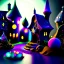 Placeholder: Detailed people, creepy street made of modeling clay, village, stars and planets, volumetric light flowers, naïve, Tim Burton, strong texture, extreme detail, Max Ernst, decal, rich moody colors, sparkles, Harry Potter, bokeh, odd