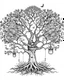 Placeholder: realistic tree of life tattoo idea, line art, background, vector, svg, black outline on white background, leave plenty of white space beetween lines for coloring, tattoo style, tattoo idea,full body, minimalist