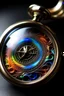Placeholder: "Generate an image of a classic pocket watch, but instead of a traditional dial, use a swirling, iridescent rainbow pattern."