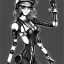 Placeholder: winnner illustrator, sketch of a cute girl and a robot, beautiful, steampunk syle, black and white. Helmet with tubes, square glasses and wires. highlt detailed. very complex.