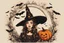 Placeholder: portrait of a wizard hat Halloween vintage girl,