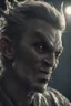 Placeholder: a very close up side profile image of an evil spirit, smirking and looking at the camera,8k quality, supper realistic