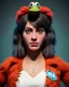 Placeholder: Portrait, waitress woman with monster muppet mask that covers her entire head, retro style, Sesame Street style, smooth, unreal engine 5, god lights, ray tracing, RTX, lumen lighting, ultra detail, volumetric lighting, 3d.