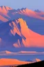 Placeholder: big rock mountains with and orange dawn sky with no clouds. mountains closer to the camara, jim lee style