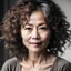 Placeholder: The disdainful gaze of middle-aged Asian women with curly hair