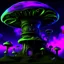 Placeholder: A fantabulous black, lime, and indigo (((mushroom tower house))) erected atop a (geologic pillar), surrounded by the uncanny imaginative ((( swirling skies))), offset by the stark hues of a (neon-tinged nebulous space scape), within. captured by the hand a skilled master painter with a focus on (softly blurred compositions and voluminous lighting).