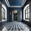 Placeholder: luxury hall ,tiled blue and gray large floor,