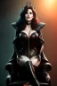 Placeholder: painting of lisa ann as evil queen in black leather, sitting on a throne, leather, angry, stern look, volumetric lighting, particales,highly detailed,cinematic, deep colours,8, highly detailed, digital painting, artstation, concept art, smooth, sharp focus,