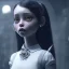 Placeholder: film still of jenna ortega as a gothic schoolgirl, directed by tim burton. highly detailed, volumetric lighting, unreal engine, 8k