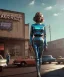 Placeholder: Ultra Realistic retro sci-fi movie Supermarket parking scene, 1960 year, waist up view portrait, 2 clones blonde women, sweet teenager Jane Fonda face, perfect iris, glow eyes, face makeup, tight latex coat. many people looking, Retro sci-fi style, soft color, highly detailed, unreal engine 5, ray tracing, RTX, lumen lighting, ultra detail, volumetric lighting, 3d, finely drawn, high definition, high resolution.