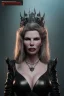 Placeholder: Kim Basinger as evil queen in black leather, busty, cleavage, curvy, angry, stern look. character design by cory loftis, fenghua zhong, ryohei hase, ismail inceoglu and ruan jia. unreal engine 5, artistic lighting, highly detailed, photorealistic, fantasy