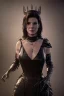 Placeholder: Sandra Bullock as evil queen in black leather gown, cleavage, angry, dominaneering, stern look unreal 5, octane render,cinema4d, dynamic lighting, dramatic lighting, 4k, redshift render, highly detailed, hyper realistic