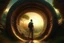 Placeholder: a man moving through a portal, photorealistic, Detailed Matte Painting, Deep Colour, Fantastical, Intricate Detail, sunshine