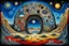 Placeholder: In a deep, dark nightmare, inner world and dynamics of the uncontrolled mind ans soul, chaotic, lonely little deep absurd nightmare, inner world and dynamics of the uncontrolled mind and soul, center lonely big portrait like one little floating island in the cold deep Sahara, around surreal cracked painted weird land, doors. Whimsical style of Chagall meets the dark visions of Minjae Lee and René Magritte, lonely, sad face with absurd beauty. broken, weird inhabitants of this bizarre landscape,