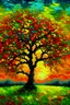 Placeholder: Arbol de ceibo en flor al atardecer al estilo de Claude Monet