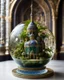 Placeholder: The miniatur islamic mosque in ball glass is an abstract concept that refers to a world made entirely of flowers or plants, often in a fantasy or mythical setting. The flower planet in this image appears to be a baroque world, with ornate spiral patterns and intricate designs.