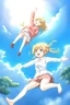 Placeholder: Girl fall from sky. Anime style