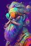 Placeholder: cosmic short beard man with sunglasses of colors in a psychedelic and steampunk enviroment