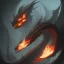 Placeholder: Tête,dragon,dragon noir et rouge, crache feu, 4k, devore humain