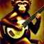 Placeholder: scratchart by leonardo davinci of a monkey playing a banjo