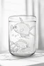 Placeholder: blank colouring book, white blank background, simple picture for toddlers, fish in a glass bowl, disney and pixar style
