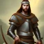 Placeholder: Portrait of young handsome stoic medieval warrior