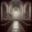 Placeholder: on old church interior full of people, scary, steam punk, realistic, made in octane, cinematic, ultra-realistic, extremely detailed octane rendering, 8K, VRAY Super Real ar 2:3, dof photorealistic futuristic 50mm lens hard lighting dark gray tintype photograph, realistic lighting, sepia color