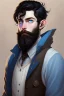 Placeholder: Black haired blue eyed freckled young male wizard in the style of aubrey beardsle