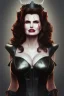 Placeholder: Geena Davis as evil queen in black leather, leather, busty, cleavage, angry, rage, stern look. character design by cory loftis, fenghua zhong, ryohei hase, ismail inceoglu and ruan jia. unreal engine 5, artistic lighting, highly detailed, photorealistic, fantasy