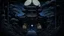 Placeholder: A dark bluish black shadowy temple with a moon squid painted by Hashimoto Gaho
