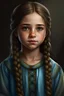 Placeholder: Bring to life a digital portrait of an endearing girl in a casual Pakistani dress, emphasizing her big grey eyes and a beautifully styled long braid."