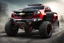 Placeholder: a super futuristic car, for all terrain, pickup fashion, black and red colors, big wheels, CHEVROLET INSPIRED, stay on street full of zombies