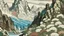 Placeholder: A glacier with flowers made out of snow painted by Utagawa Hiroshige