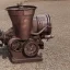 Placeholder: Old single cylinder engine rusty medium size single brown