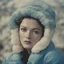 Placeholder: Actress gene tierney, blue, autochrome, plastic puffy jacket
