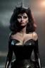 Placeholder: young sophia loren as evil queen in black leather, angry, stern look, volumetric lighting, particales,highly detailed,cinematic, deep colours,8