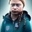 Placeholder: portrait of Greta Thunberg homeless